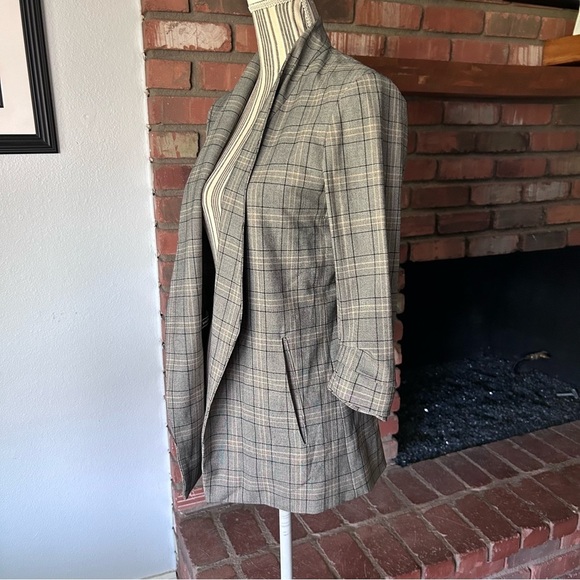 Aritzia Babaton Power Open Front Blazer Glen Plaid in Gray Sz 4 - Picture 5 of 11